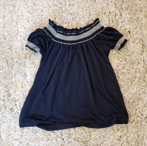 Navy blue off the shoulder blouse